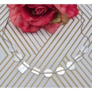 Silver Tone Slide Adjustable Box Chain Art Deco Shape Pendants Charms